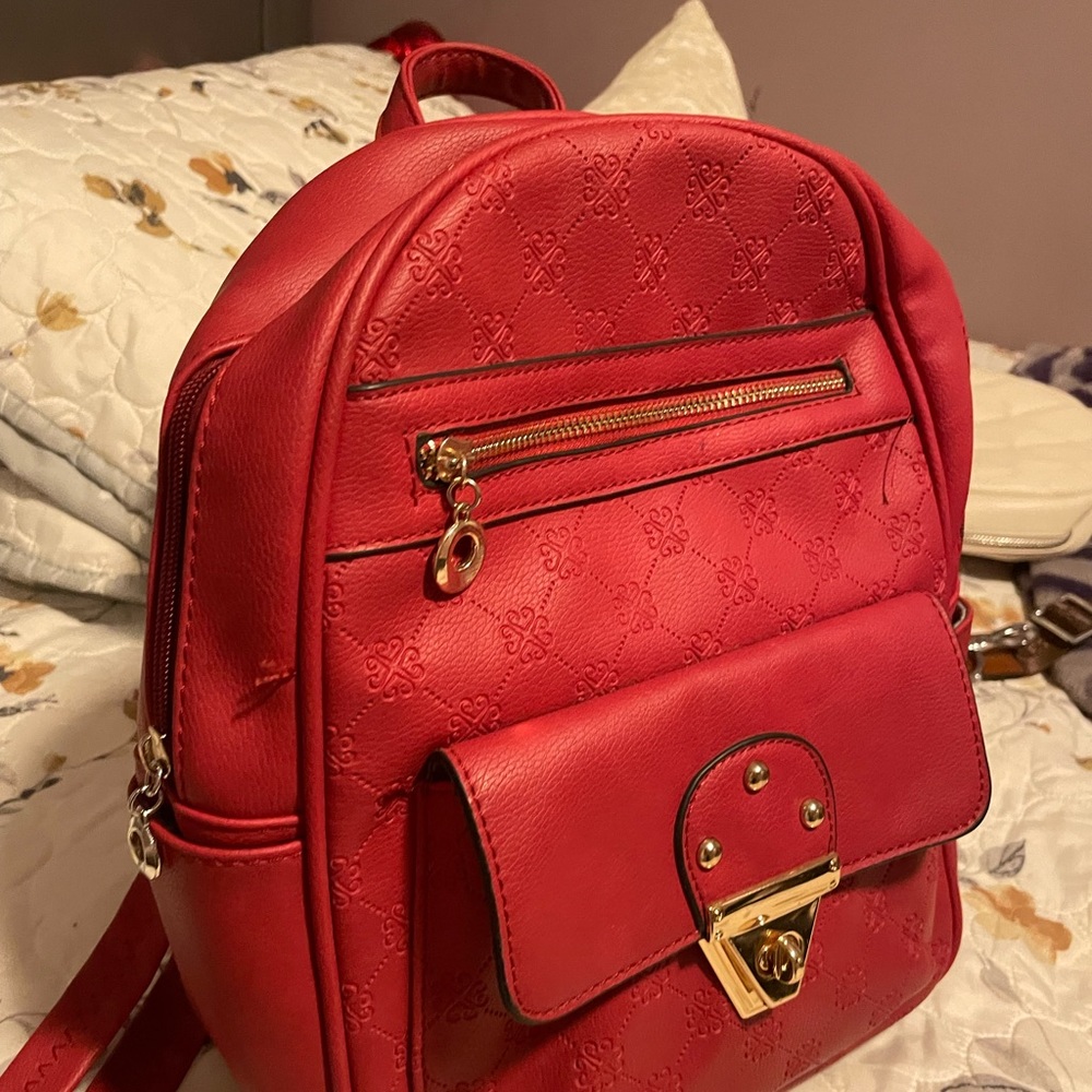 Beautiful red backpack.